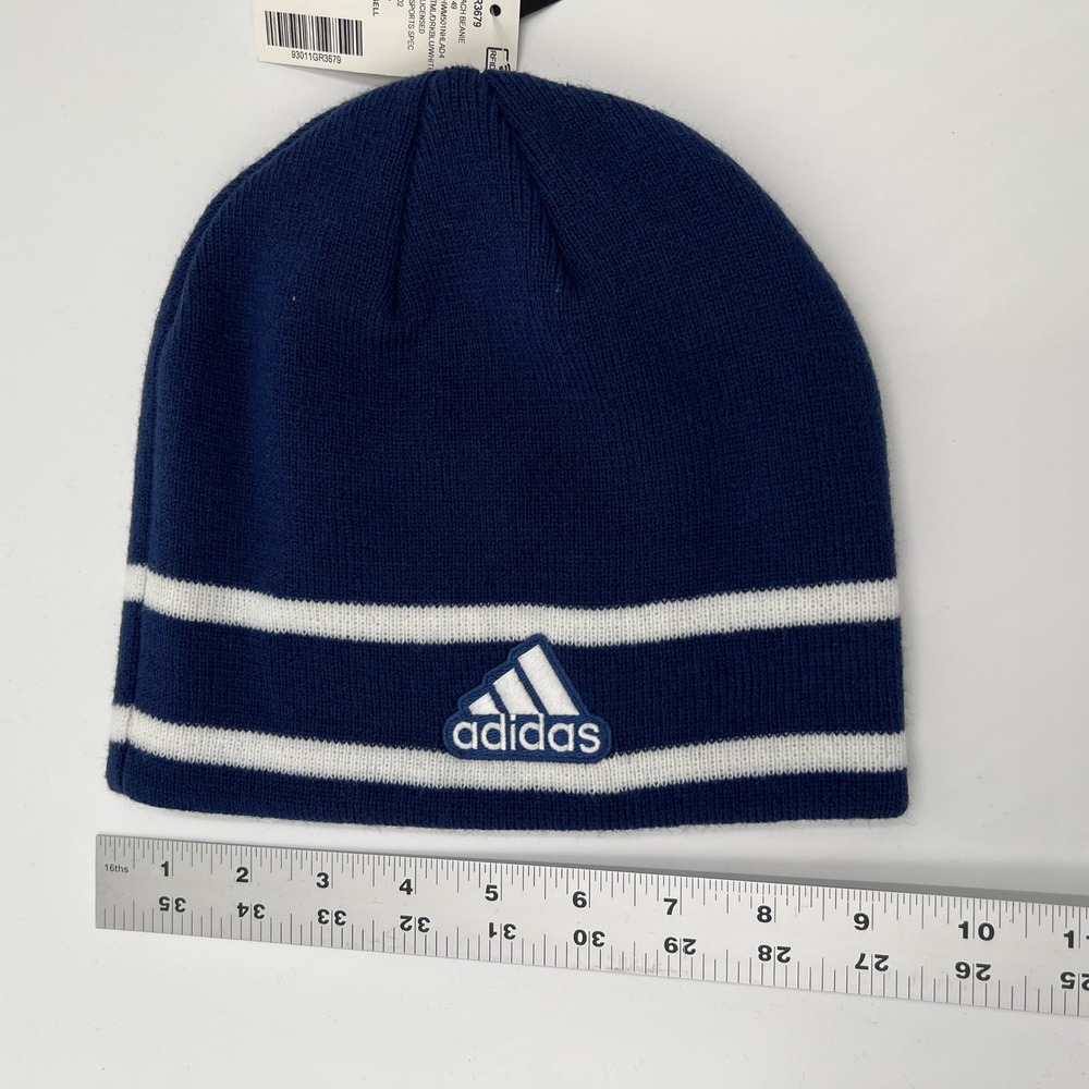 Toronto Maple Leafs Beanie Hat Knit Adidas NHL Blue White Winter Cap - Picture 3 of 5